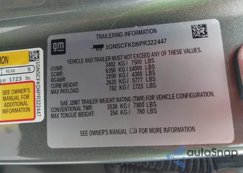 2023 Chevrolet Suburban 2Wd Premier from USA, damaged, VIN 1GNSCFKD6PR322447